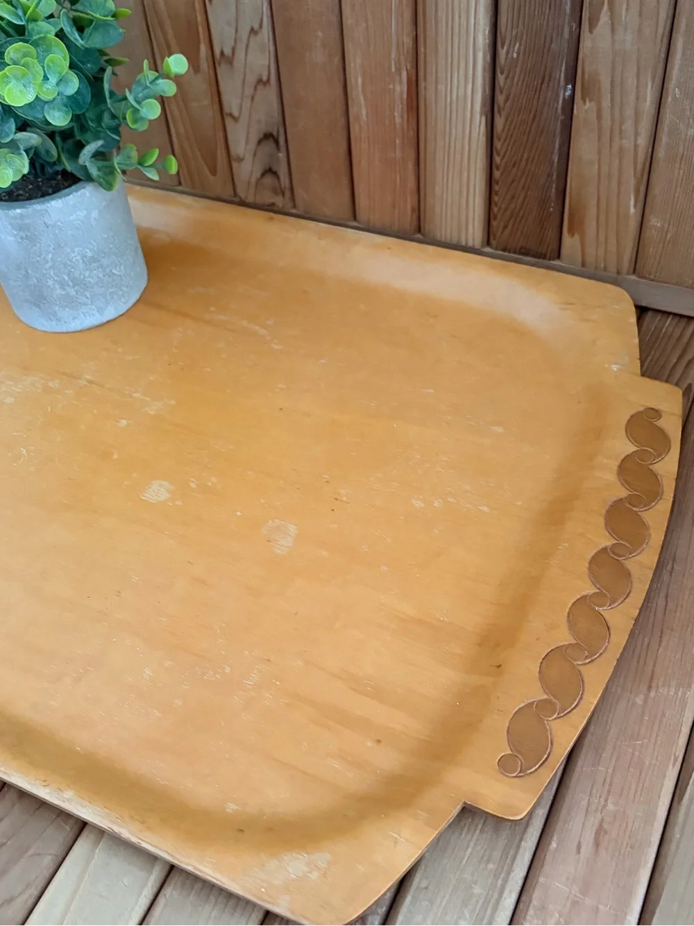 S.E. Overton Bentwood Vintage Serving Tray, Mid-Century Wood